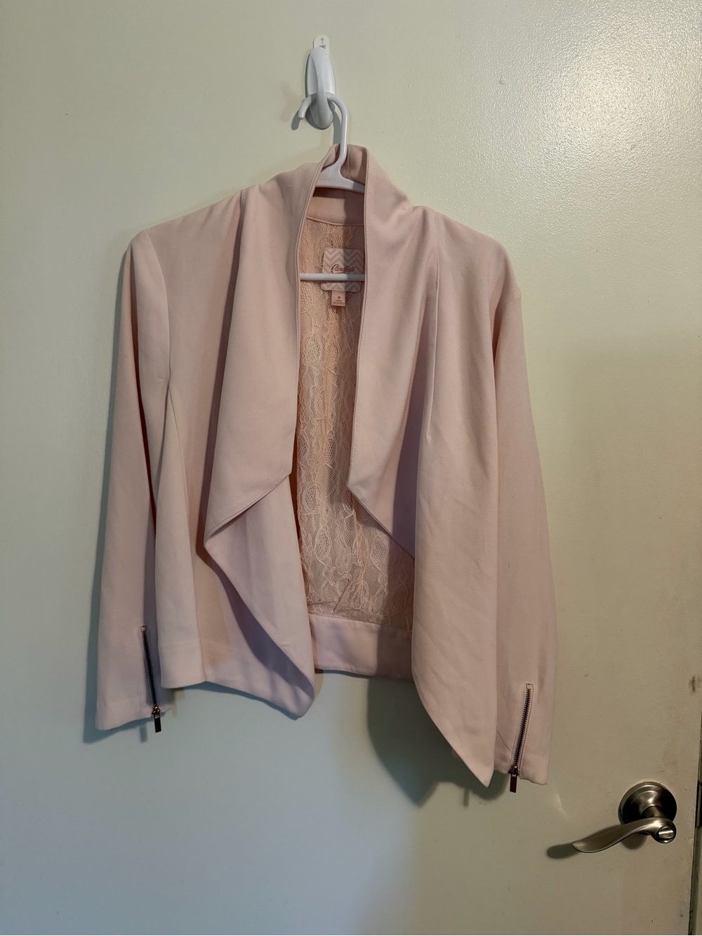 Candie's Light Pink Draped Open-Front Blazer